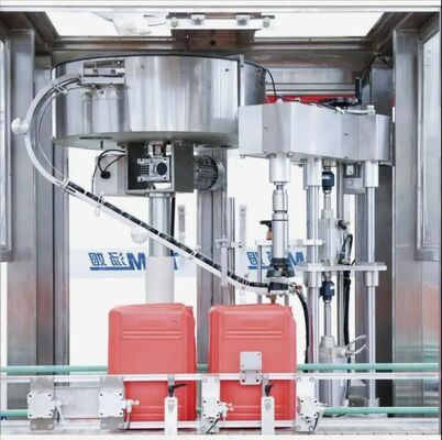 kopen Intelligente Automatische Pneumatische Vierkante Emmer Vulmachine, Sluitmachine, Dopmachine & Etiketteermachine voor Glazen/Plastic Flessen 5-30 Liter online vervaardiging