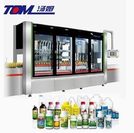 Kopen 100 ml-1000 ml volledig automatische flexibele flessen met bestrijdingsmiddelen vul-, dop- en verpakkingsmachine online vervaardiging